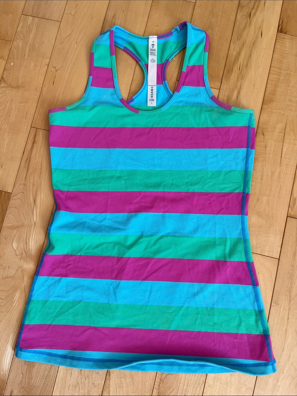 Ivivva Striped Racerback Tank - Teal, Aqua & Magenta